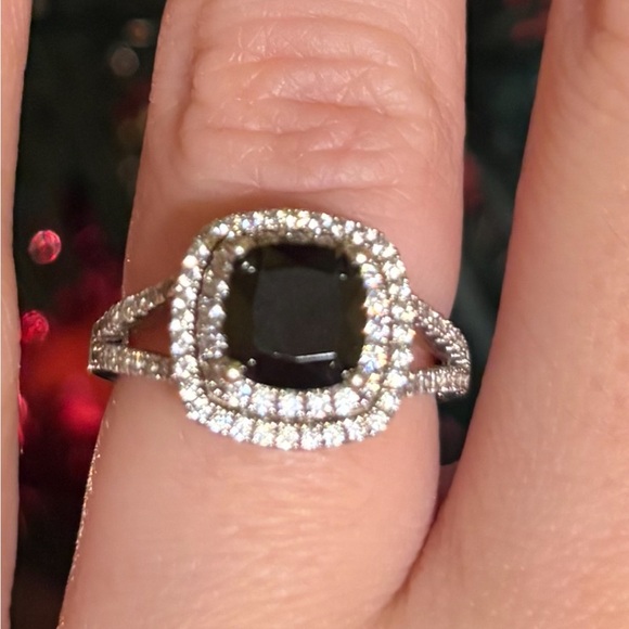 Jeulia Black Onyx Double Halo Ring - Picture 2 of 7